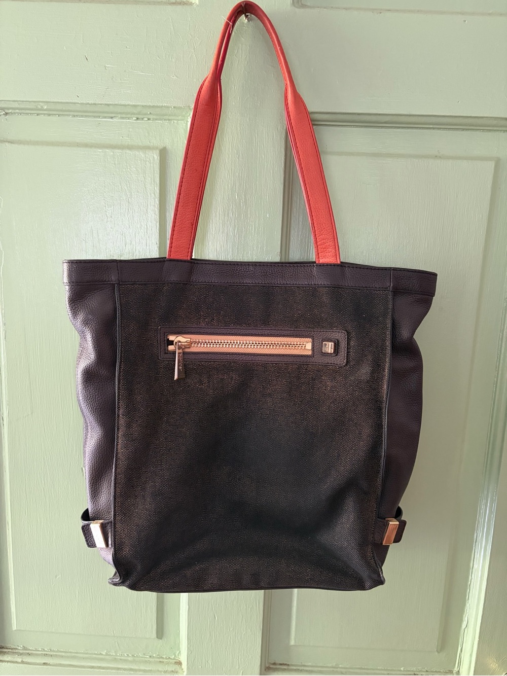 Botkier leather canvas two tone black brown tan handles pristine condition - Picture 2 of 11